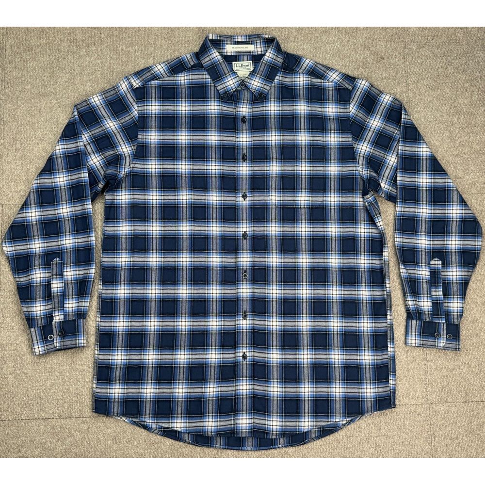 L.L. Bean Traditional Fit Mens Button Down Long Sleeve Flannel Shirt Size L-Tall